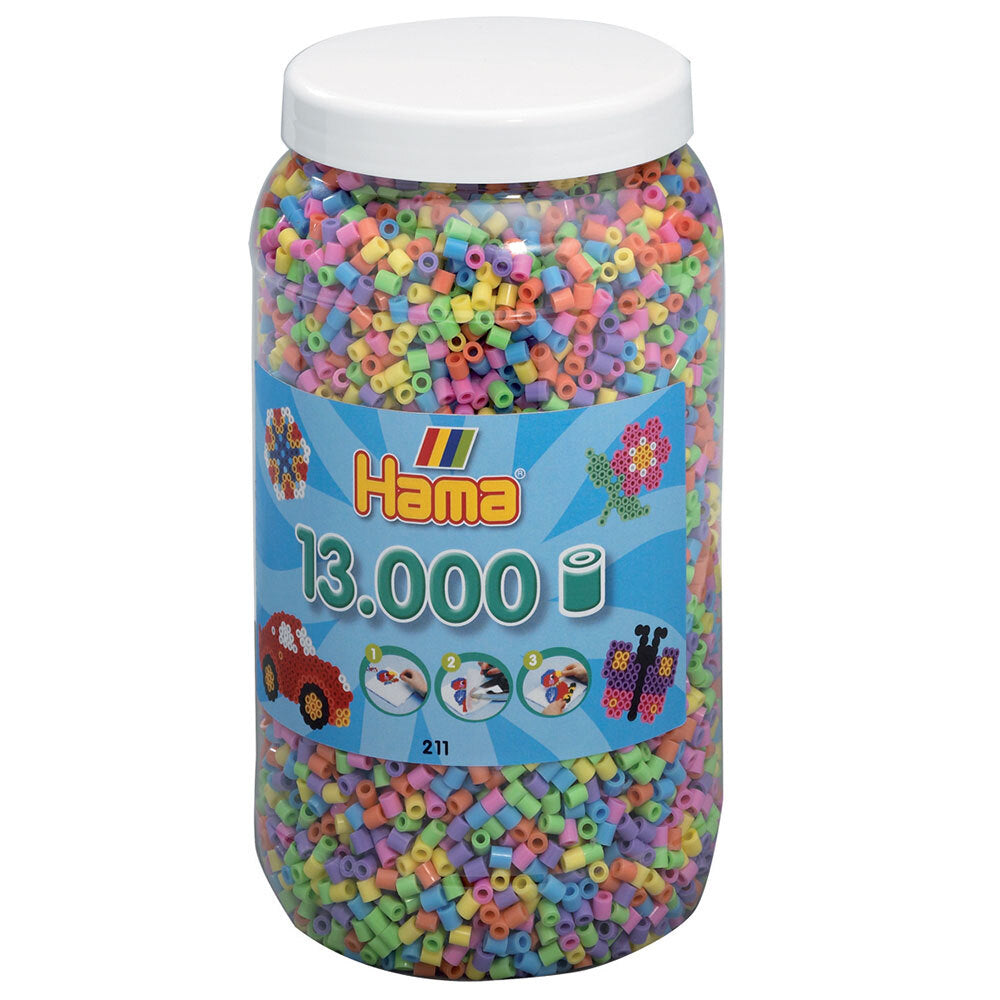 Hama Beads Pastel Mix Tub Kids/Children Building Activity Fun Toy 5y+ (13000 Pieces)