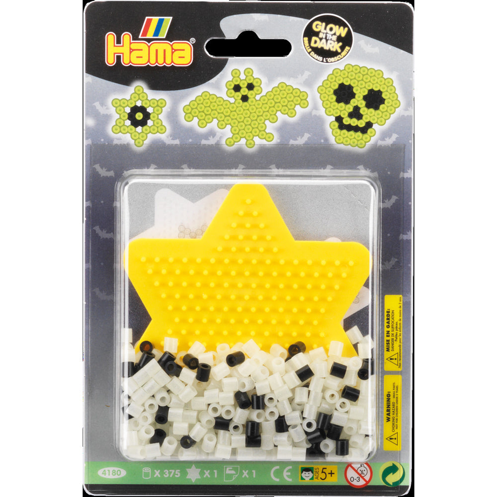 Hama Beads Glow in the Dark Yellow Star Small Kids Toy Blister Pack 5+ (375 Pieces)