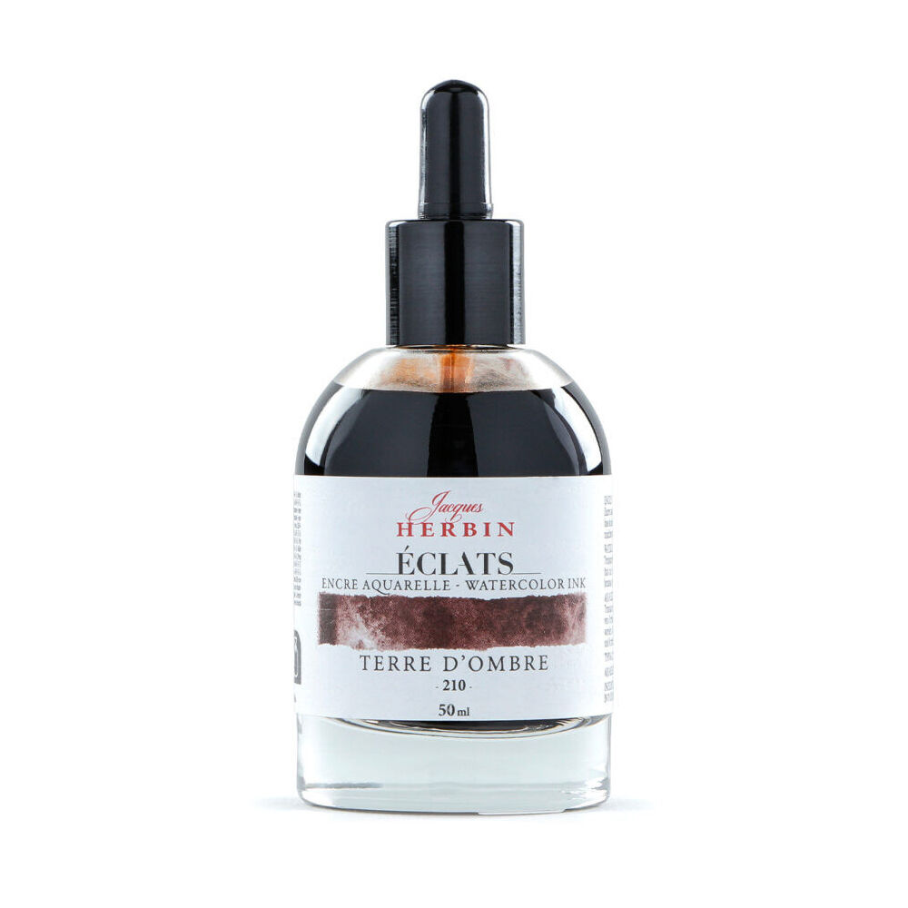 Herbin Eclats Glass Bottle Intense Watercolour Ink w/ Dropper 50ml Umber
