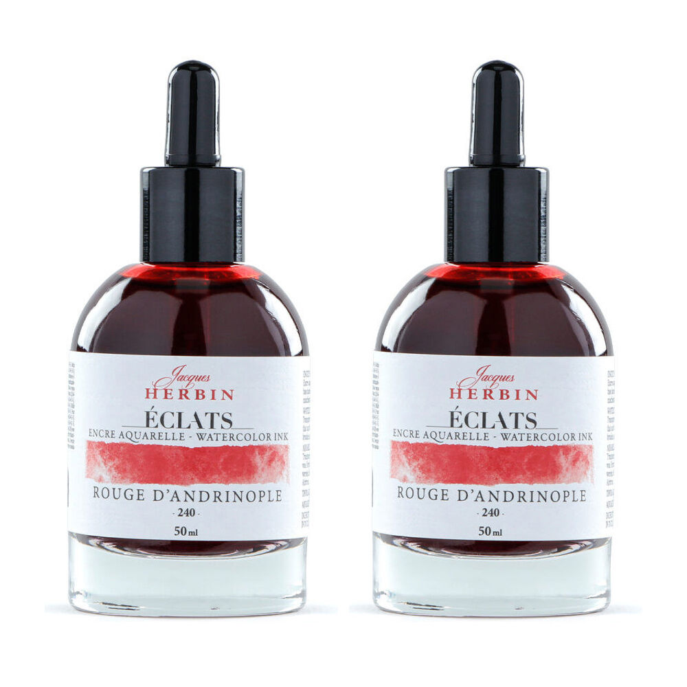 Herbin Eclats Glass Bottle Watercolour Ink w/ Dropper 50ml Turkey Red (2 Pack)