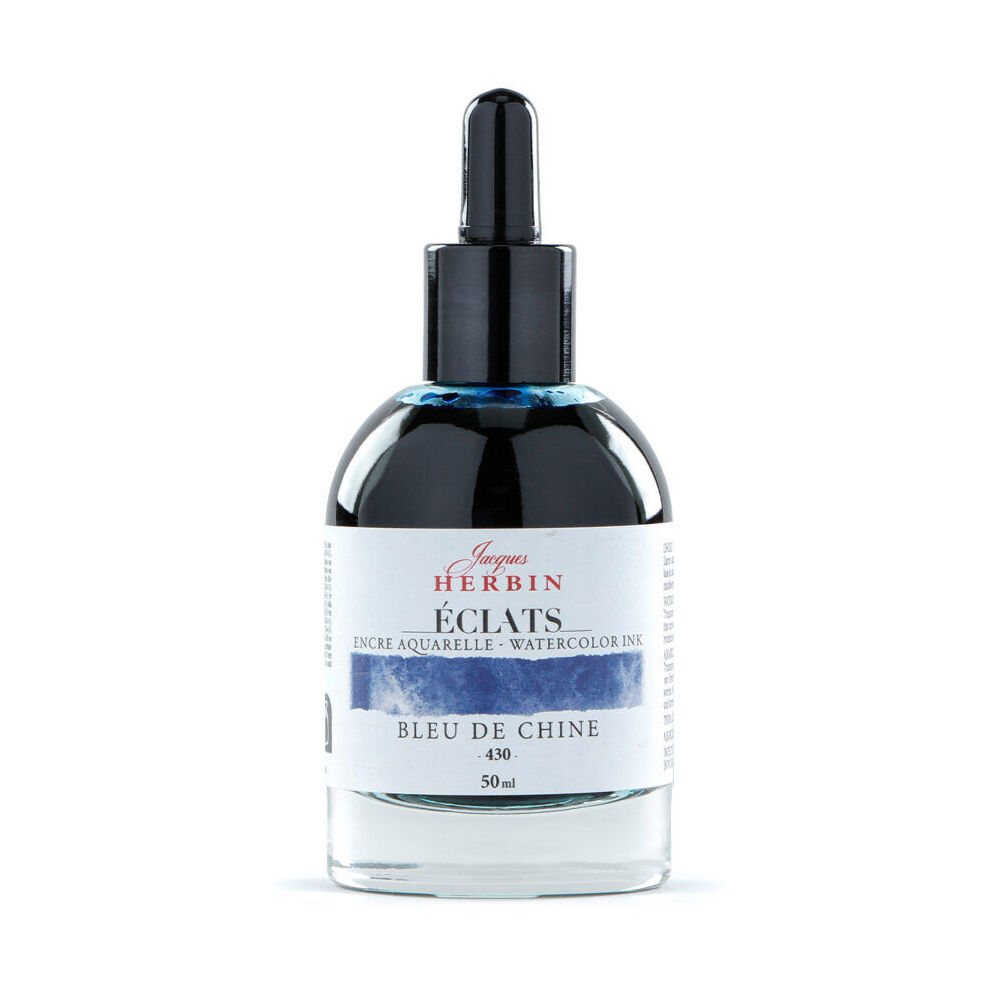 Herbin Eclats Glass Bottle Watercolour Ink w/ Dropper 50ml China Blue (2 Pack) — image 2