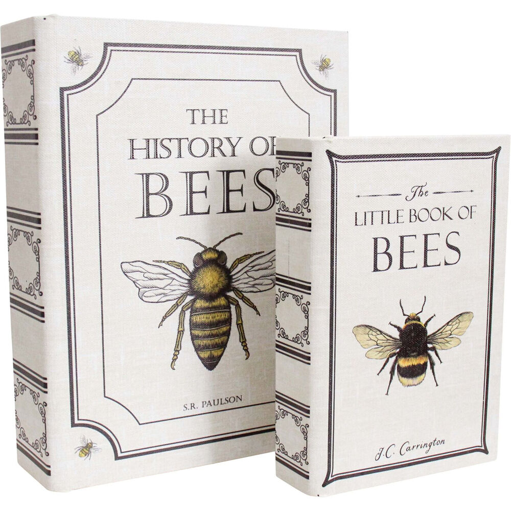 LVD Wooden Canvas Book Box Decoration Set 24x18x6/18x12x4cm Bees (2 Pieces)