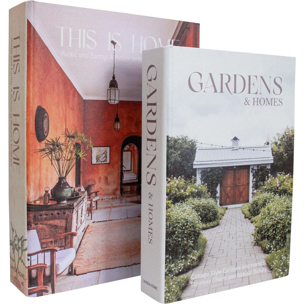 LVD Wooden Canvas Book Box Large Set 34x25x6.5/29x20x5.5cm Home & Gardens (2 Pieces)