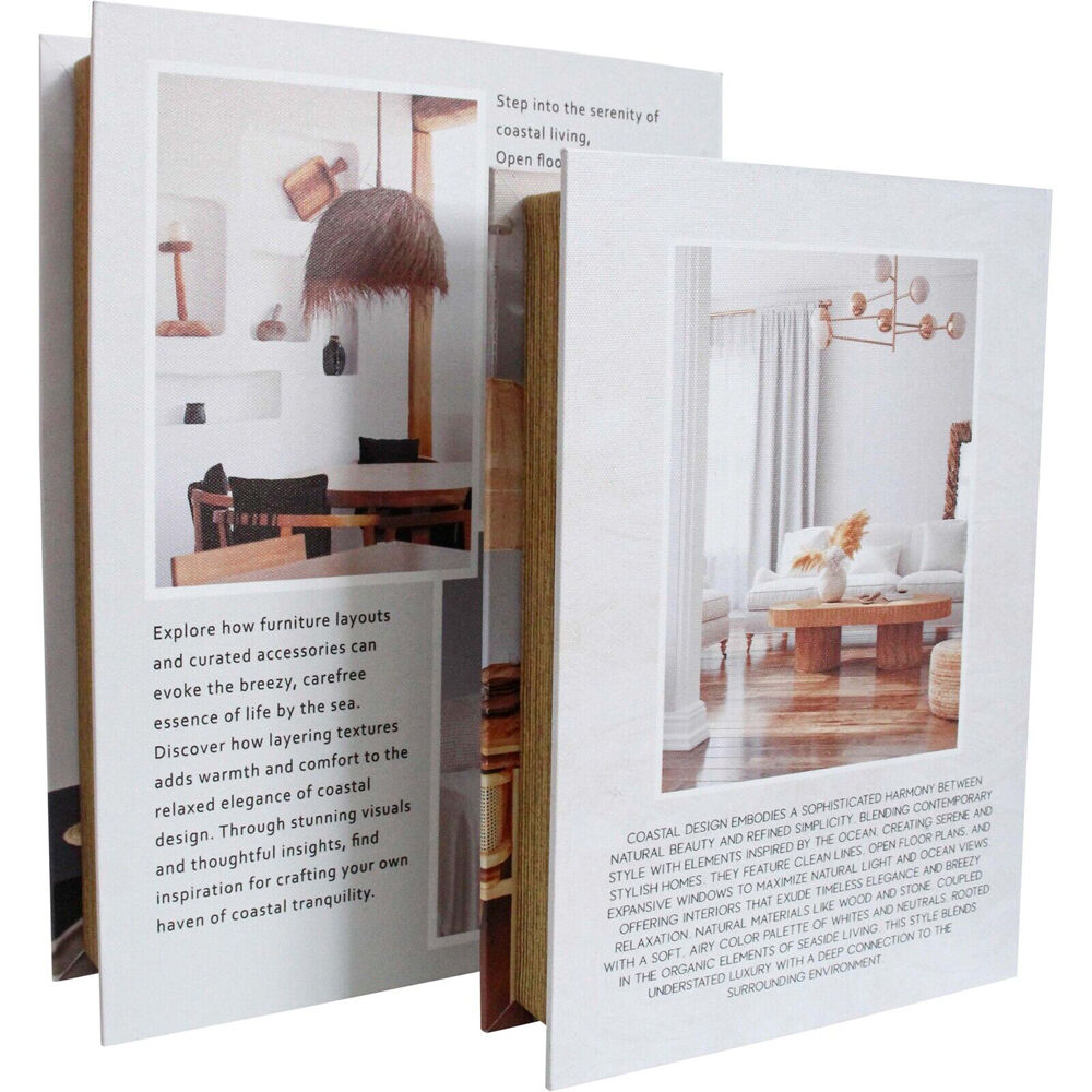 LVD Wooden Canvas Book Box Large Set 34x25x6.5/29x20x5.5cm Coastal Abode (2 Pieces) — image 2