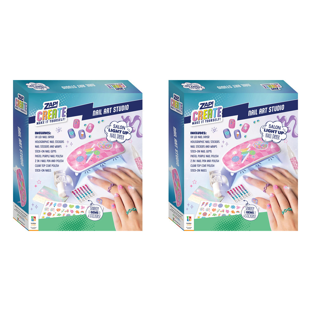 Zap! Extra Zap! Create Nail Art Studio 29x24cm Kids Creative Play DIY Craft Kit 8y+ (2 Pack)