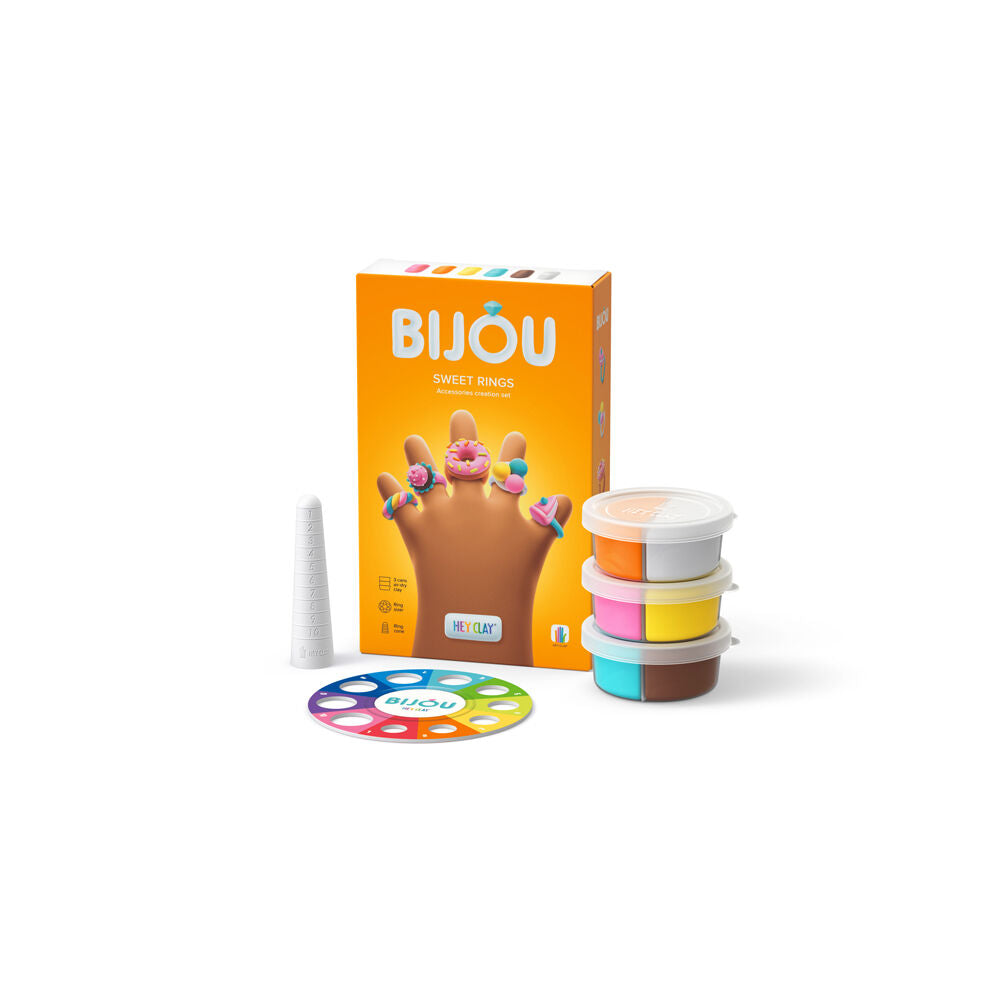 Hey Clay 3y+ Bijou Sweet Rings Modelling Set w/6 Colours & 2 Tools — image 2