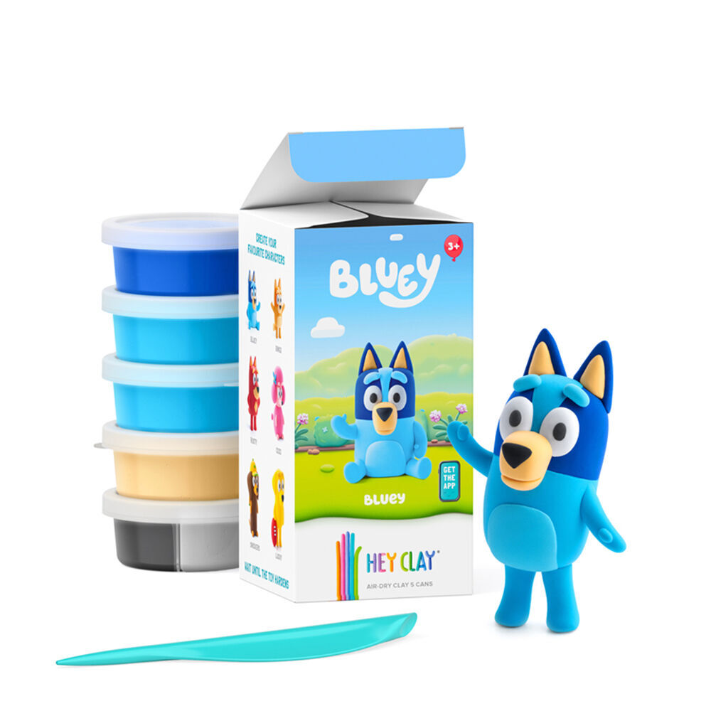 Hey Clay Bluey Single Character Kids Modelling Clay Set 5 Coloured Cans (2 Pack) — image 3