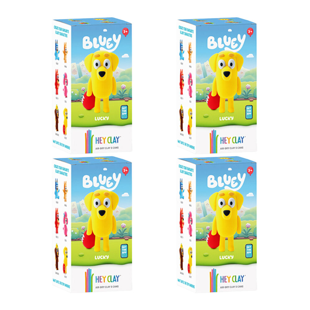 Hey Clay Bluey Single Character Kids Modelling Clay Set 5 Colours Lucky (4 Pack)