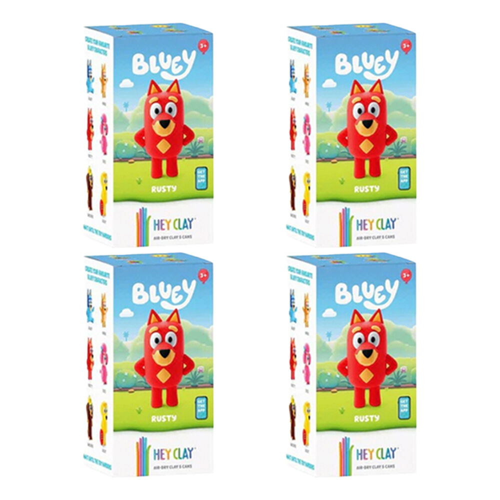 Hey Clay Bluey Single Character Kids Modelling Clay Set 5 Colours Rusty (4 Pack)