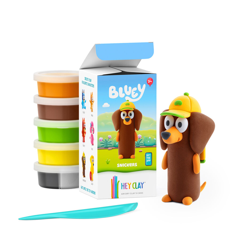 Hey Clay Bluey Single Character Kids Modelling Clay Set 5 Coloured Cans Snickers — image 2