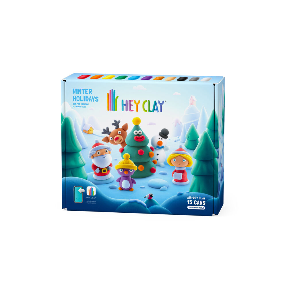 Hey Clay Winter Holidays Moulding Cans Multicoloured 3y+ (15 Pieces)