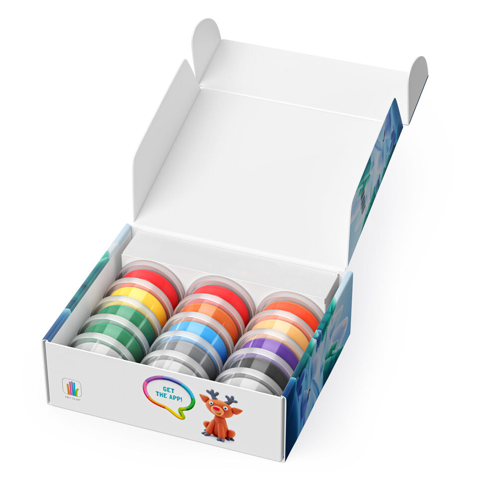 Hey Clay Winter Holidays Moulding Cans Multicoloured 3y+ (15 Pieces) — image 2