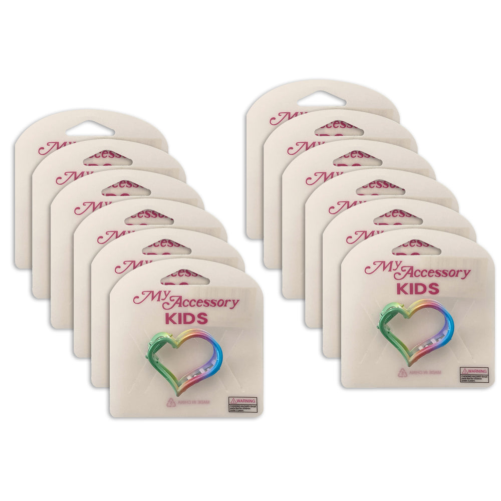 MY Accessory Kids Melrose Hair Styling Clip Metal Heart Rainbow Children 4cm (12 Pack)