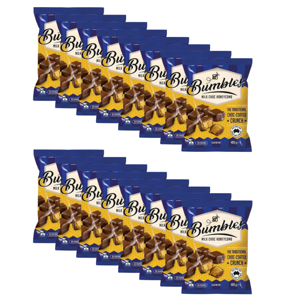 Menz Bumbles Milk Chocolate Honeycomb Sweet Confectionery 400g Gluten-Free (16 Pack)