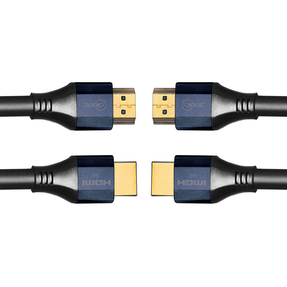 Cruxtec 1m HDMI 2.1 8K w/ Ethernet Male to Male Cable - Black (2 Pack)
