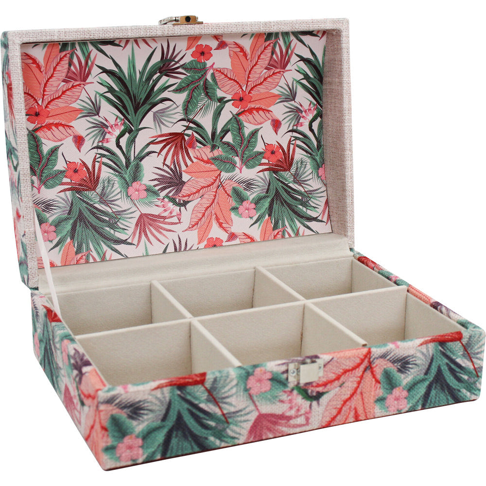 LVD Desert Leaves Linen/MDF 22cm Jewellery Box Accessory Storage Rectangle — image 2