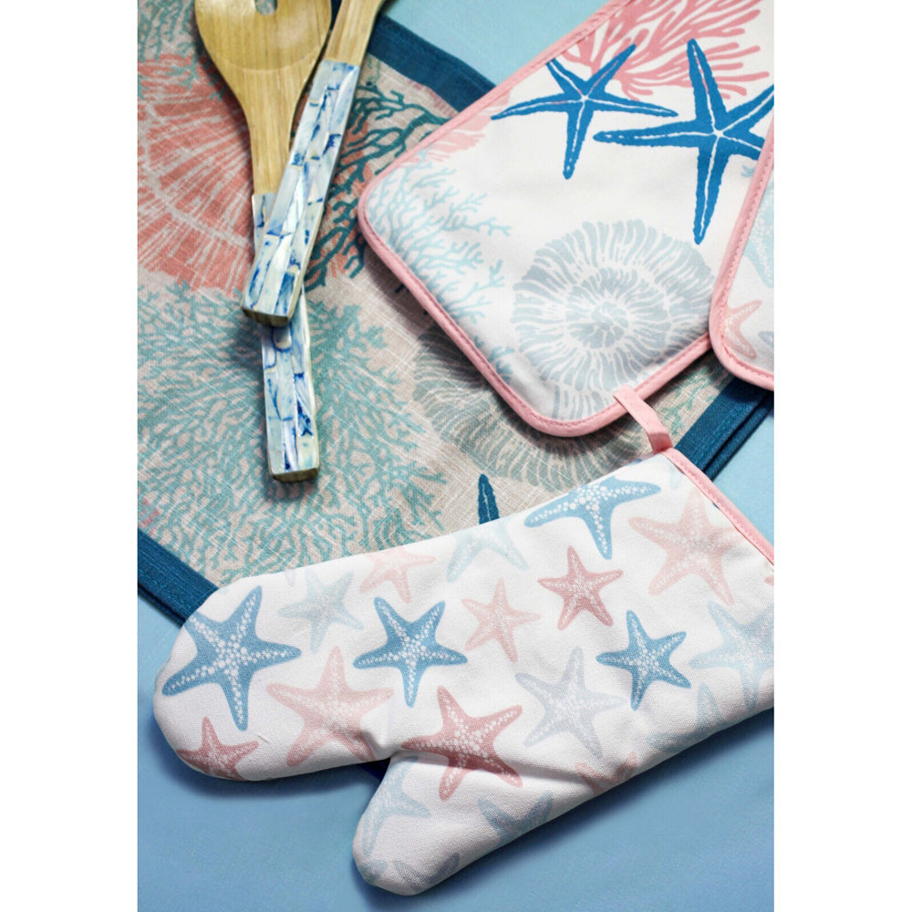 LVD Cotton 80cm Double Glove Oven Mitt Home Kitchen Cooking/Baking Potholder Reef