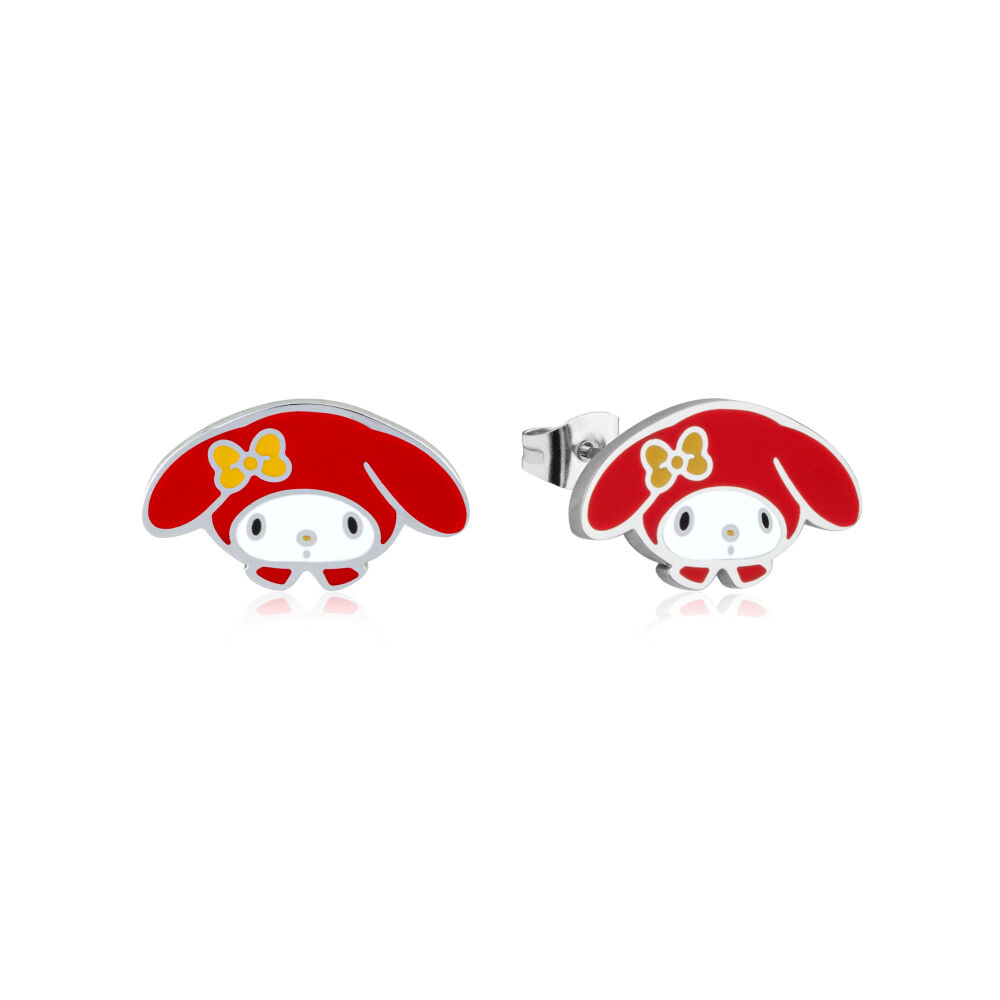 Couture Kingdom ECC Sanrio Hello Kitty My Melody Head Stud Earrings 12mm Silver