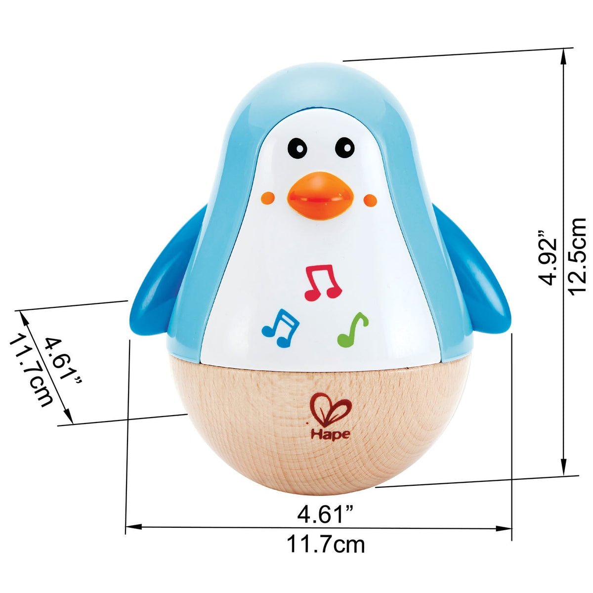 Hape Penguin Musical Wobbler Music Educational Kids/Baby Wooden Toy/Play 12m+ — image 5