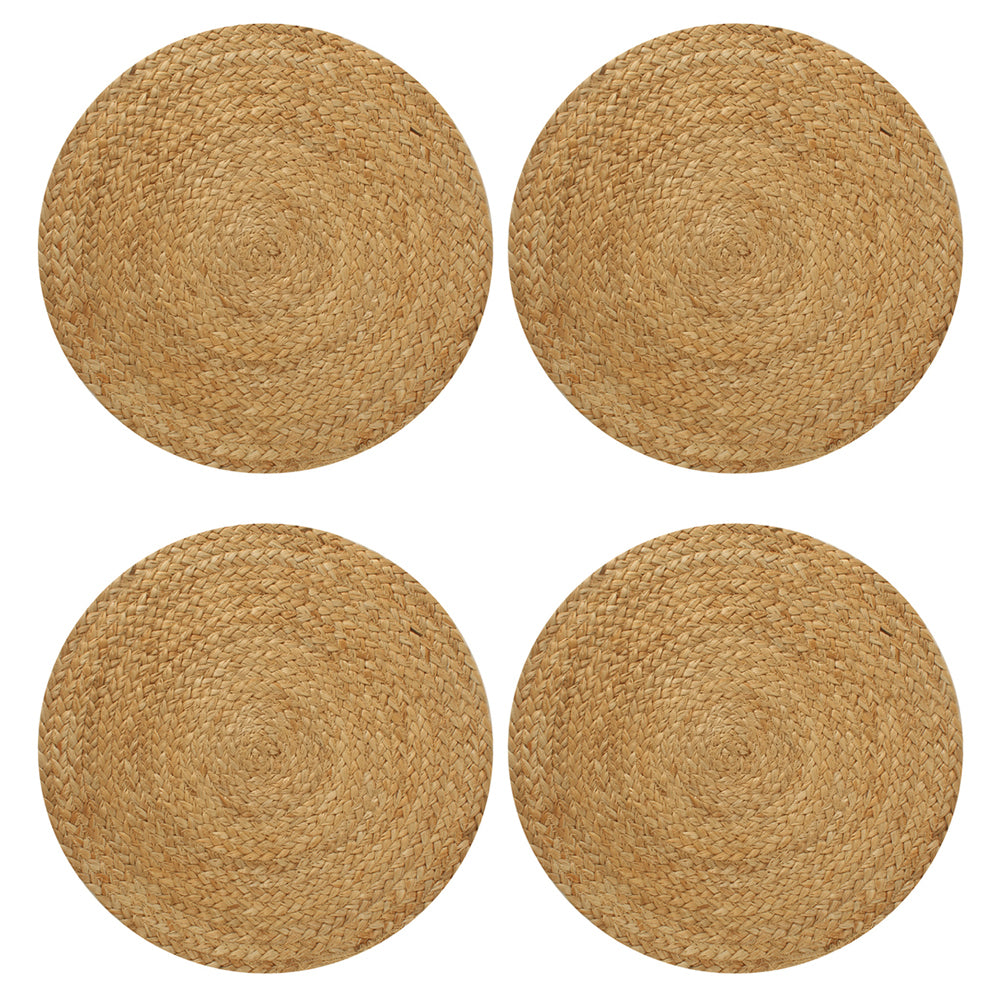 Maine & Crawford Bailey 35cm Jute Round Placemat Table Mat/Pad Set Natural (4 Pieces)