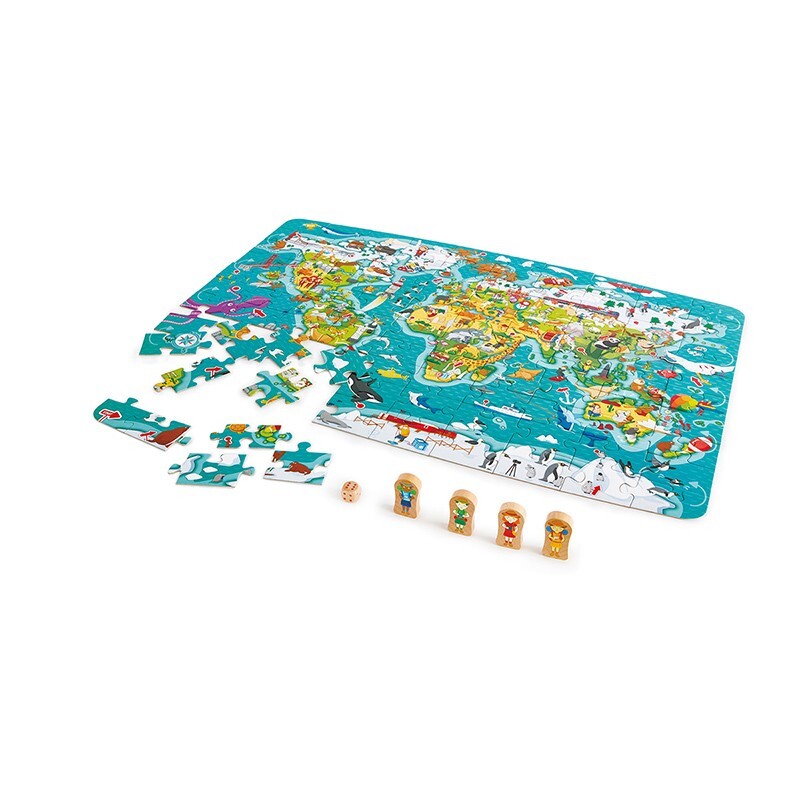 Hape 2-in-1 World Tour Puzzle & Game Educational Kids Learning Activity Toy 3+