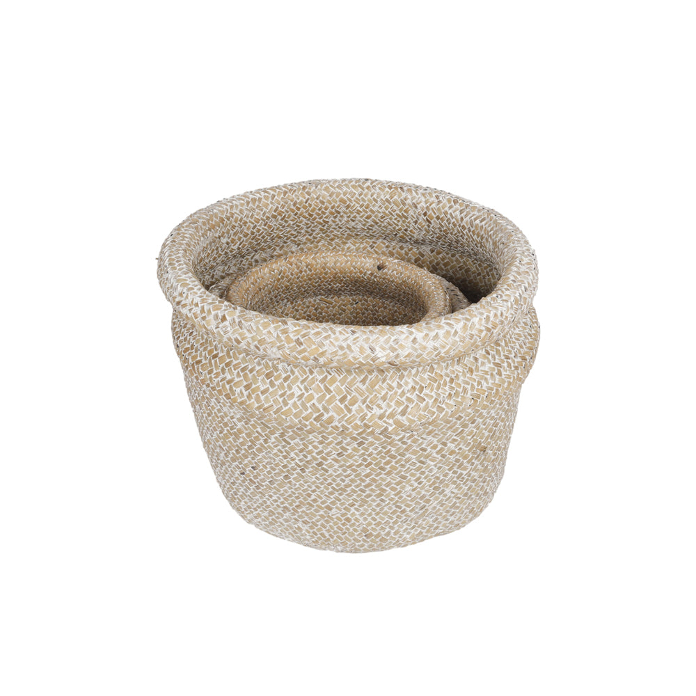Maine & Crawford Leia Basket w/ Lip Round Storage Display Set Natural/White (3 Pieces) — image 2