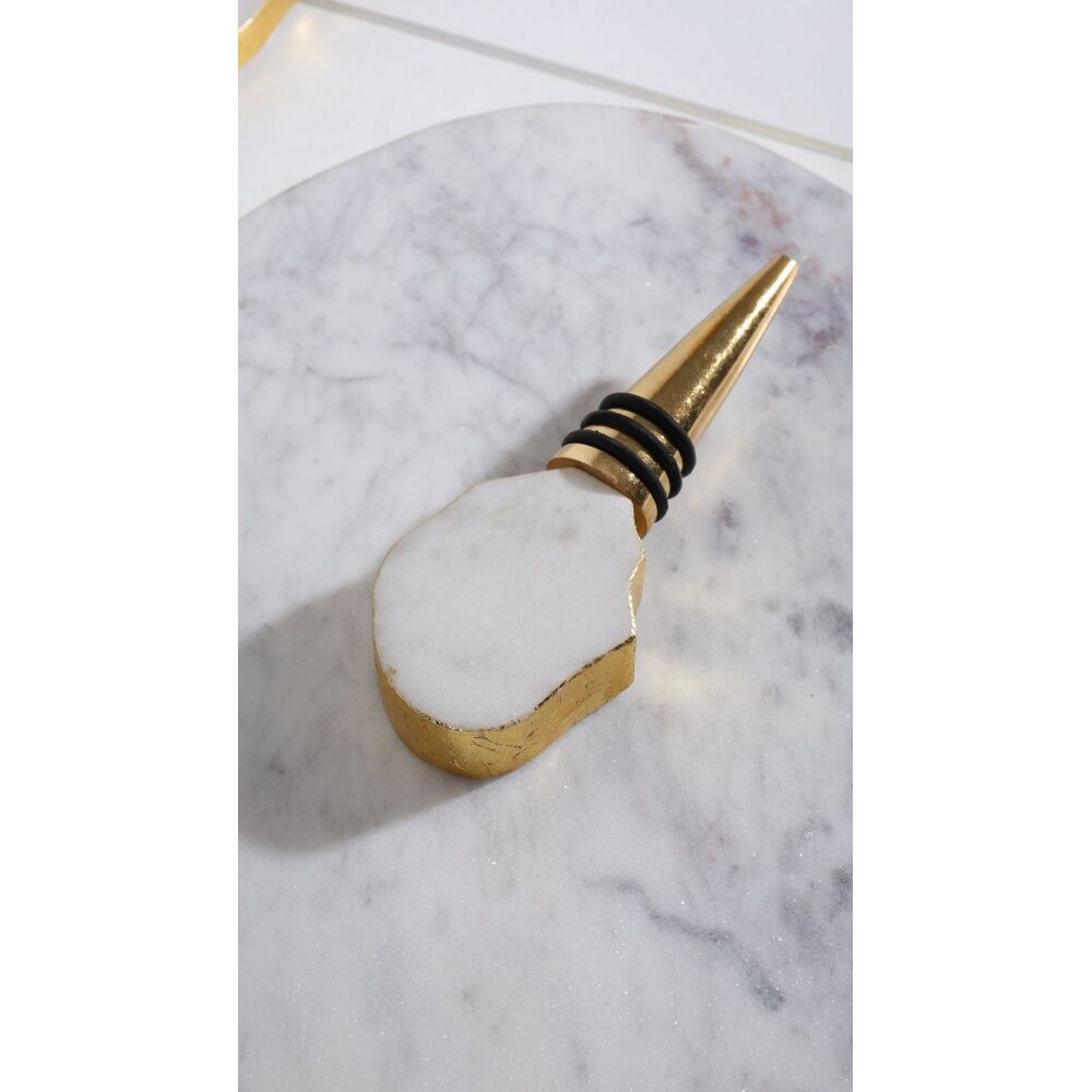 Maine & Crawford Wolcott 10x3cm Marble Wine Stopper Bottle Seal w/ Gold Foil — image 2