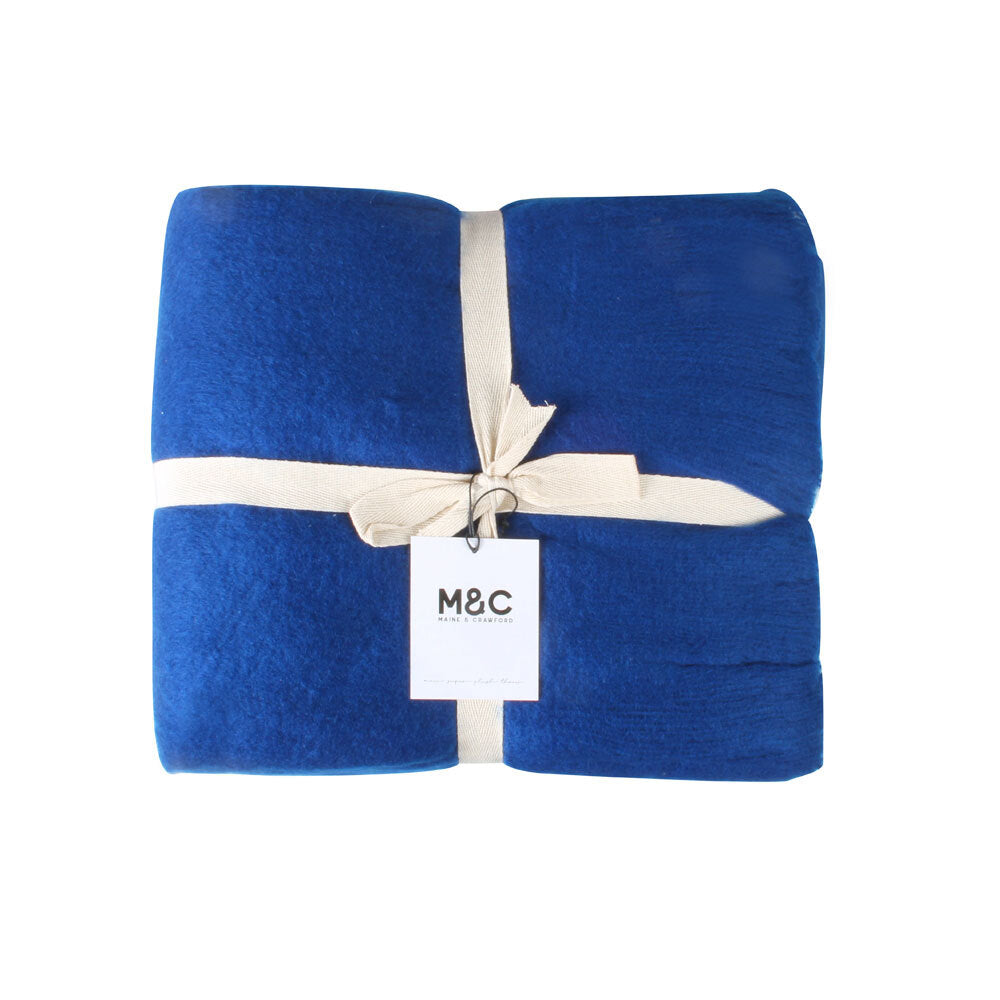 Maine & Crawford Maci 170x130cm Super Plush Throw Sofa Acrylic Blanket Navy