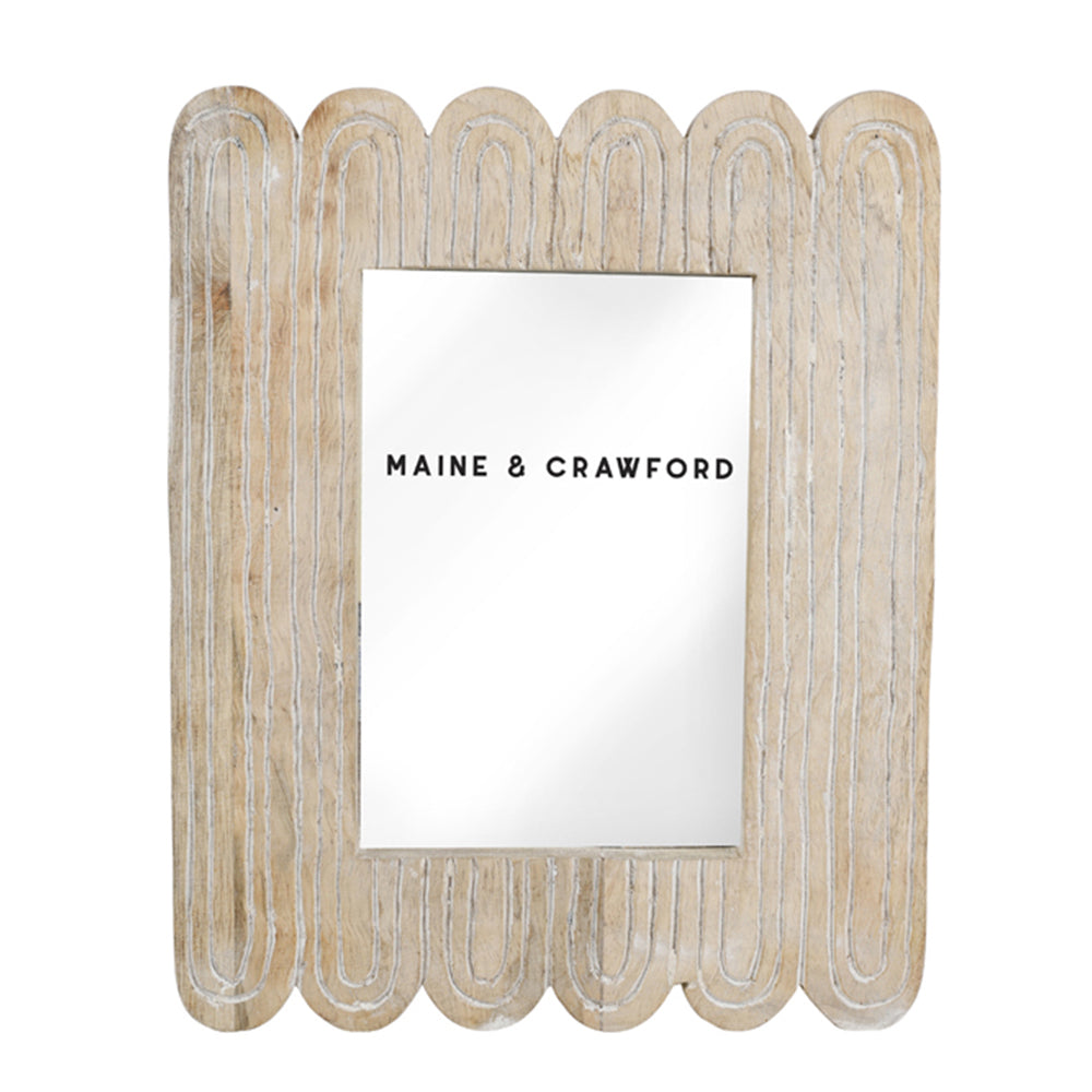 Maine & Crawford Mahdi Scalloped 15.5cm Wood Photo Frame Display Natural/White