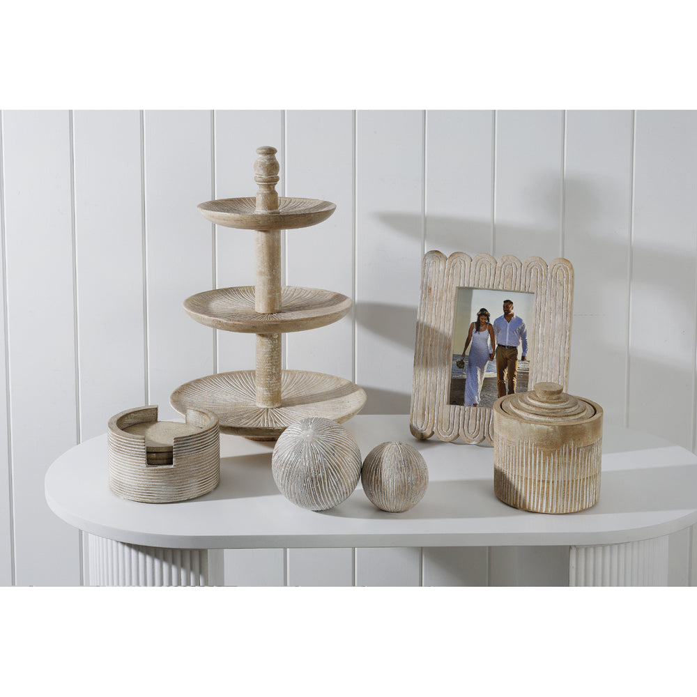 Maine & Crawford Mahdi Scalloped 15.5cm Wood Photo Frame Display Natural/White — image 2