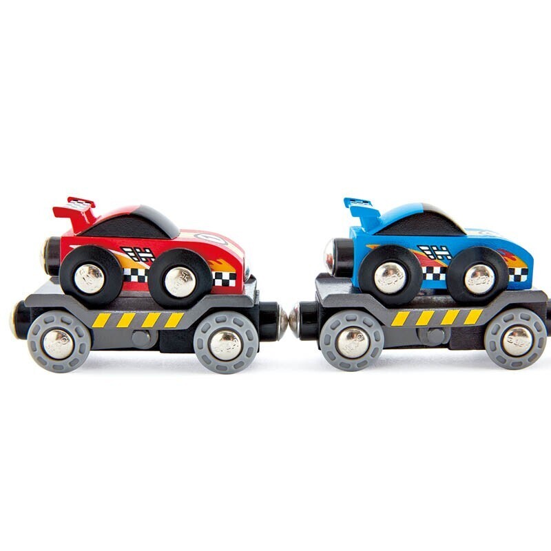 Hape Race Car Transporter Track w/Removable Driver Kids Activity Toy 3+ (6 Pieces) — image 4