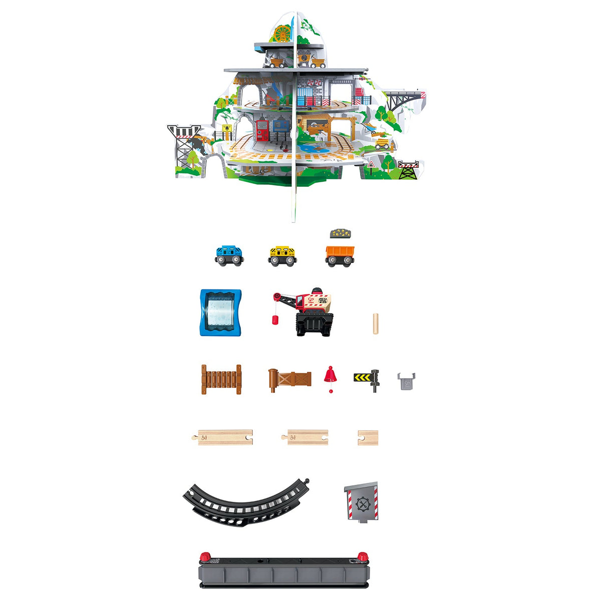 Hape 92cm Mighty Mountain Mine Set w/Train Rail Kids/Toddler 3y+ Play Wooden Toy — image 9