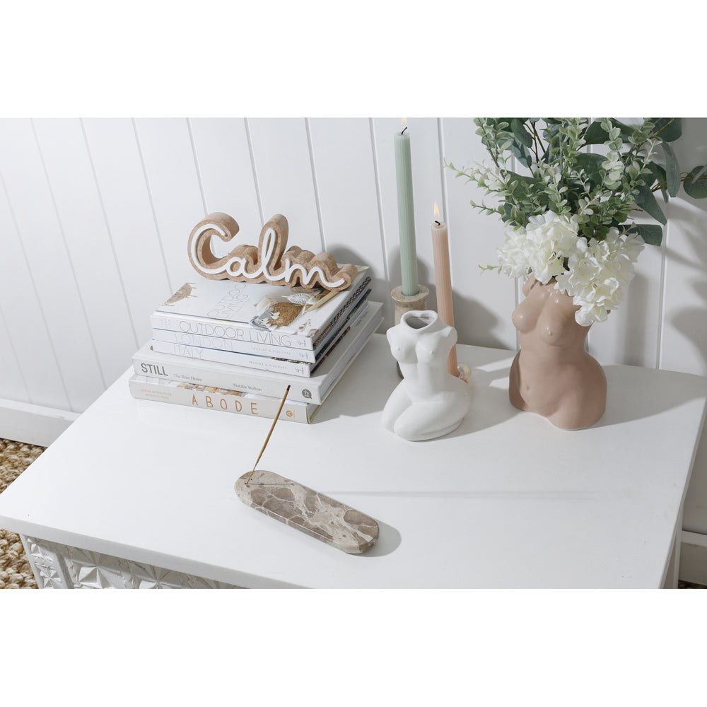 Maine & Crawford 25x10cm MDF Calm Plaque Standing Home/Room Decor White/Natural — image 2