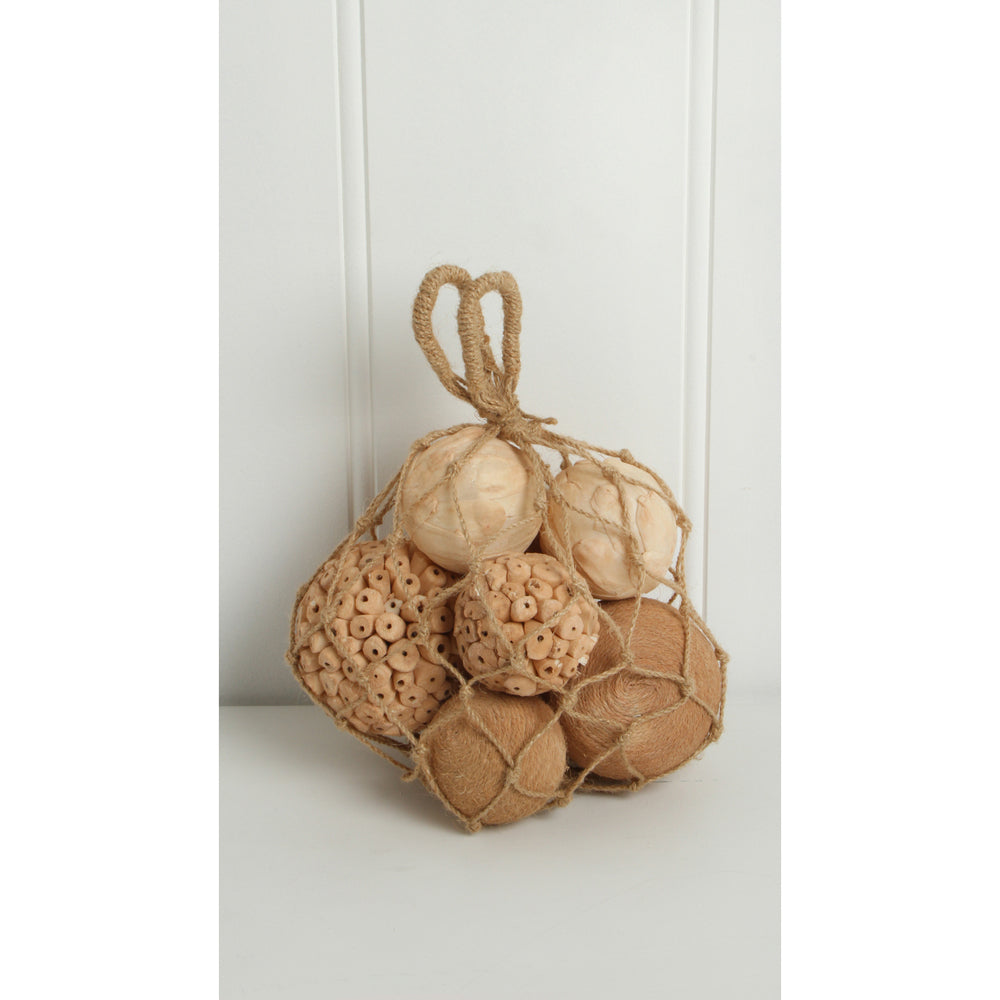 Maine & Crawford 38cm Jute Rope Mixed Leaf Balls Decor Boho/Nordic Light Brown