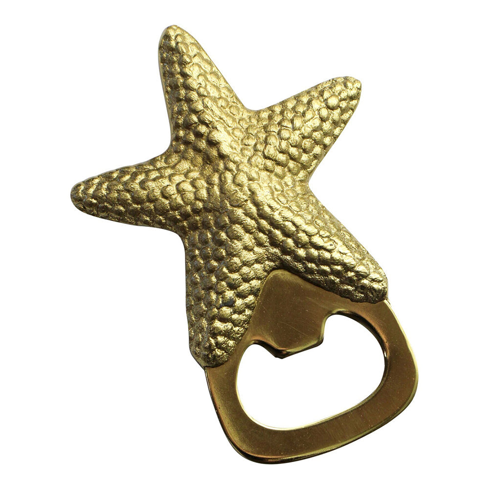 LVD Stainless Steel/Aluminium Starfish 9.5cm Manual Bottle Opener Cap Remover Gold