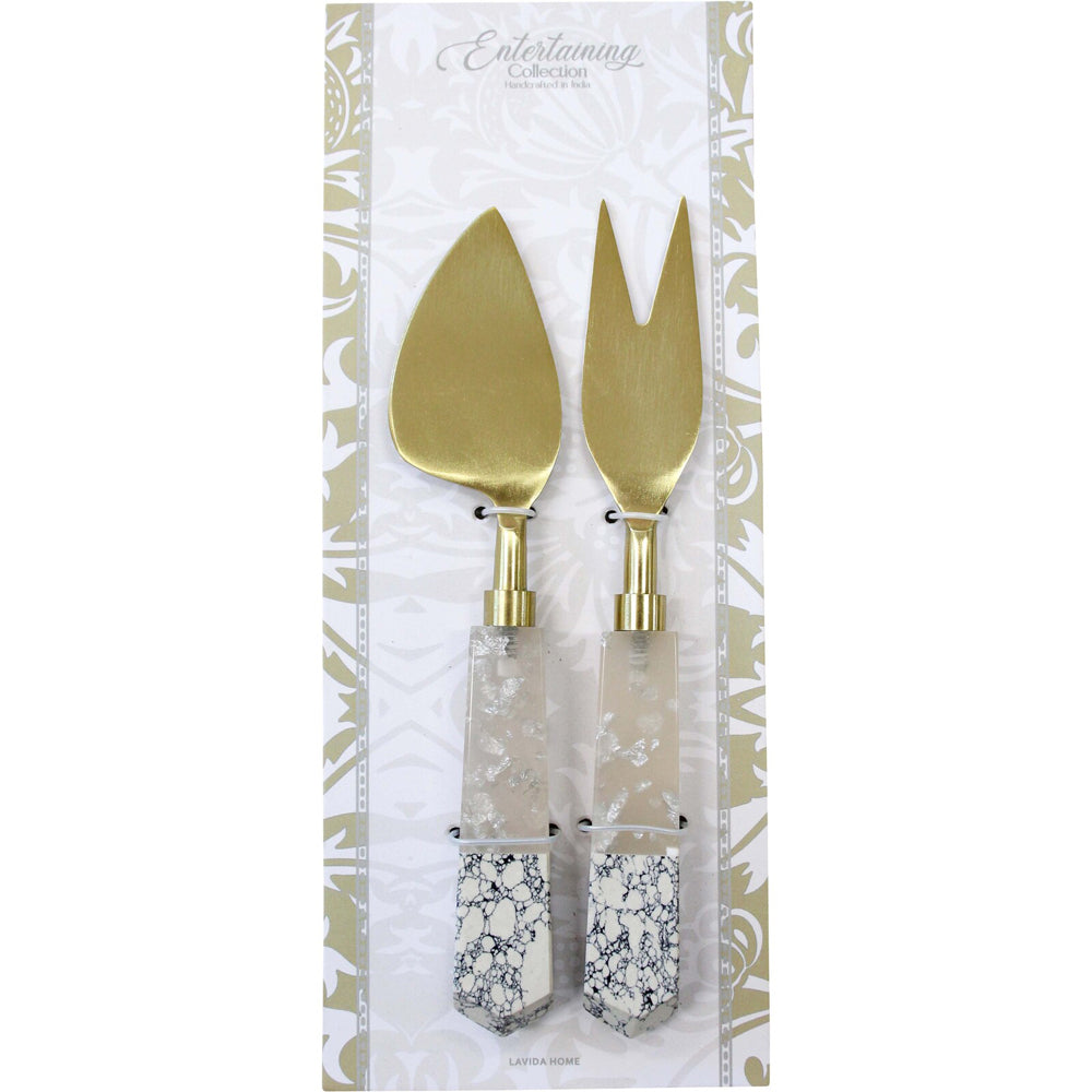 LVD Brass Cheese/Pate Knife/Fork Amethyst Handle Cutlery Utensils 19cm (2 Pieces) — image 2