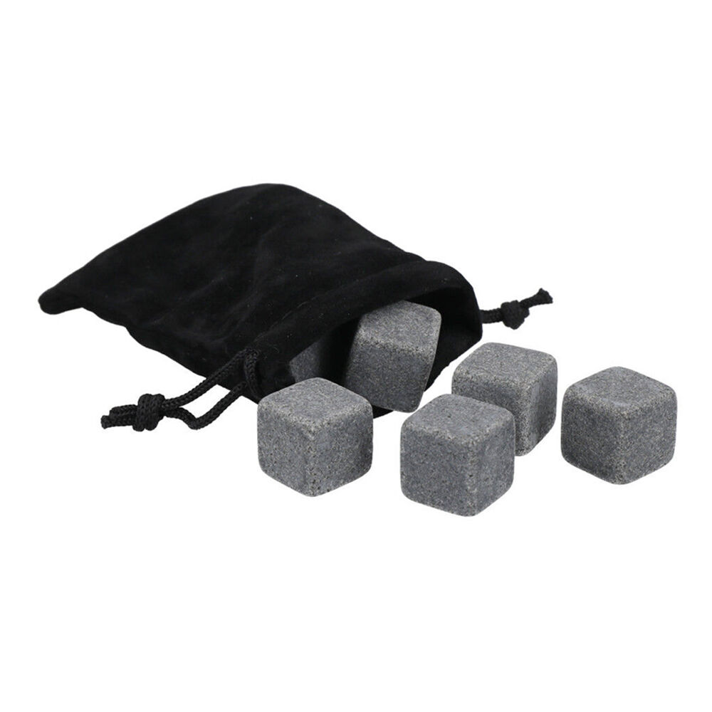 Barcraft Whisky Stones/Ice Cubes Reusable Cooling Rocks w/Pouch Set Grey (9 Pieces)