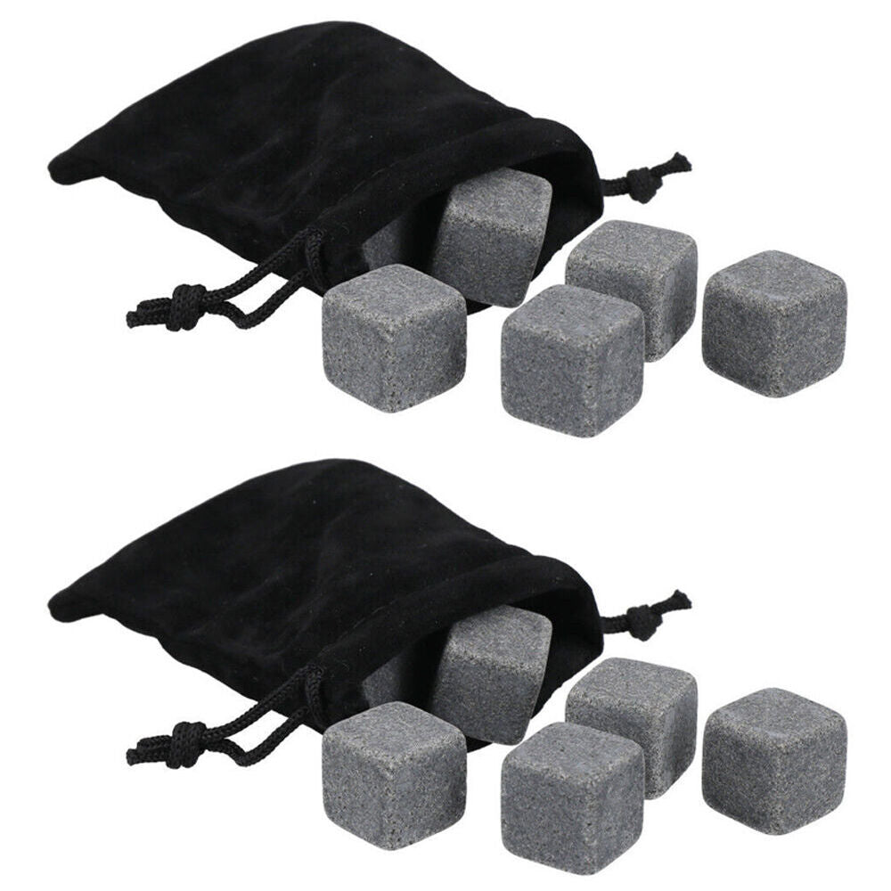 Barcraft 9pc Barcraft Whisky Stones/Ice Cubes Reusable Cooling Rocks w/Pouch Set Grey (2 Pack)