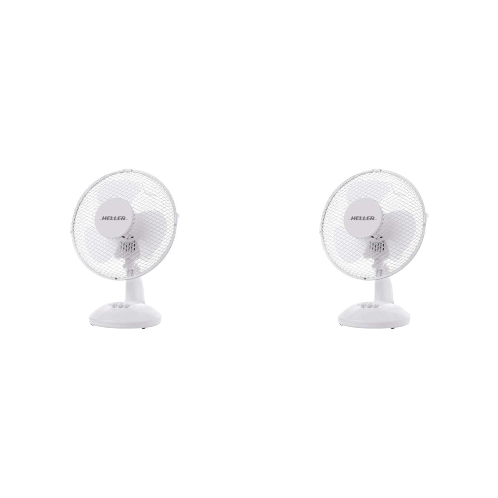 Heller 23cm Compact Adjustable Cooling Home/Office Desk Fan 20W - White (2 Pack)