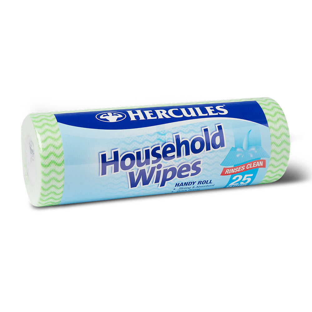 Hercules Household Wipes Multipurpose Surface Cleaning Dry Cloth Roll Asstd (25 Pieces)