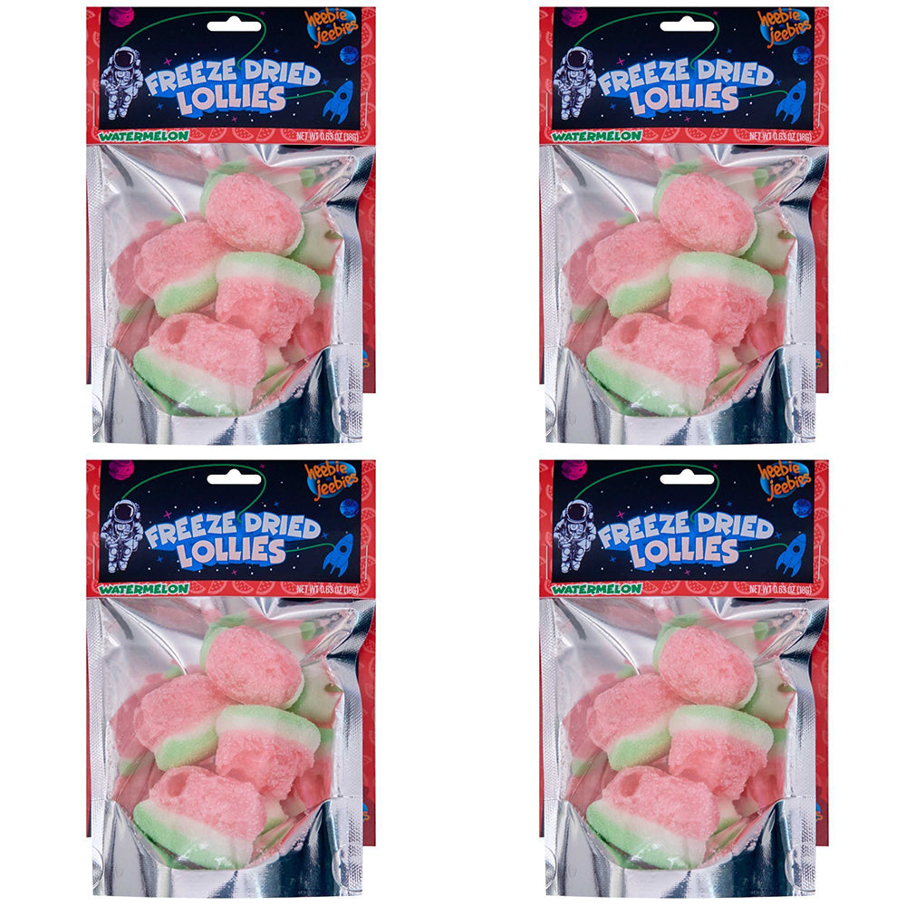 Heebie Jeebies 18g Sour Watermelon Freeze Dried Lollies Sweets Confectionery (4 Pack)