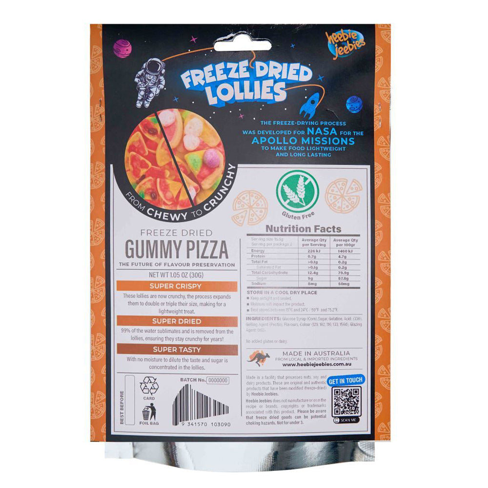 Heebie Jeebies 30g Freeze Dried Lollies Gummy Pizza Candy Sweet Confectionery — image 2