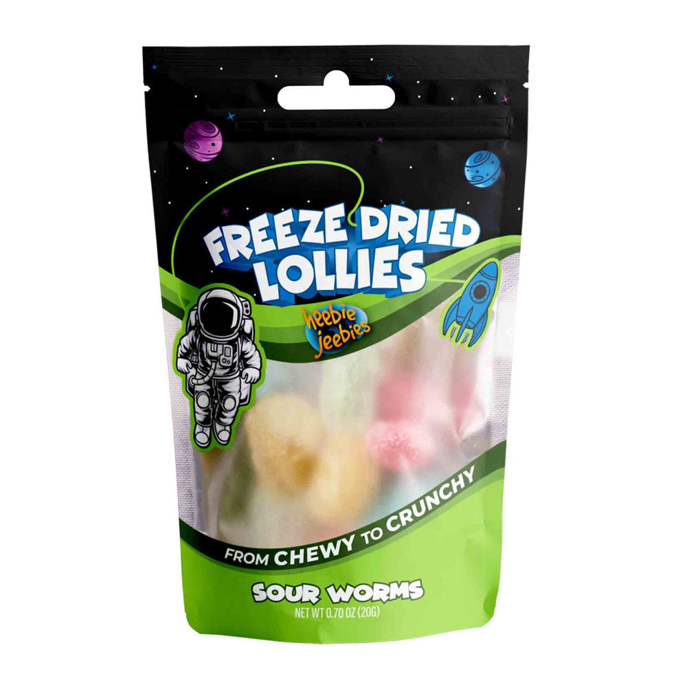 Heebie Jeebies 20g Mini Sour Worms Freeze Dried Lollies Candy Confectionery (4 Pack) — image 2