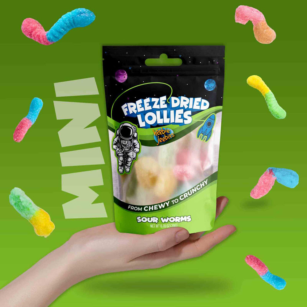 Heebie Jeebies 20g Mini Sour Worms Freeze Dried Lollies Candy Confectionery — image 3