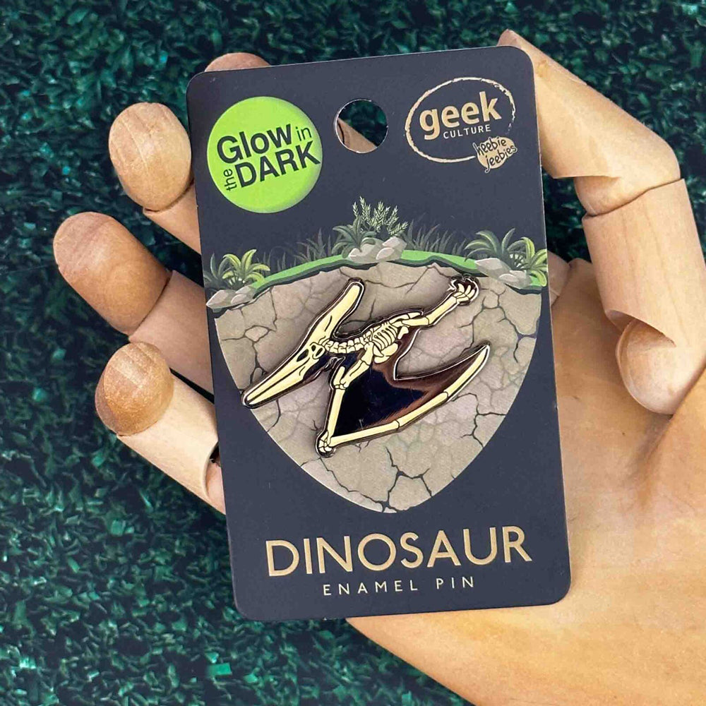 Geek Culture Dinosaur Skeleton Glow Enamel Pin Button Badge/Brooch Pteranodon — image 2