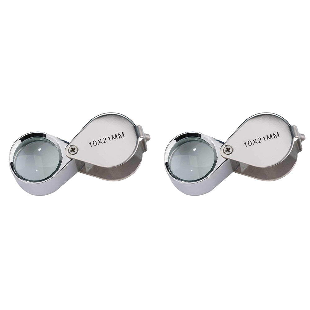 Heebie Jeebies Stainless Steel Mini Pocket Field 10x Outdoor Magnifier 2cm (2 Pack)