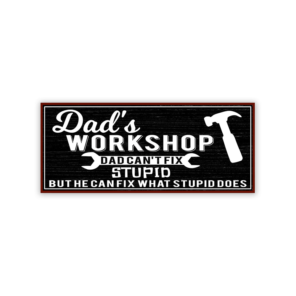 Unbranded Dad's Workshop Hanging Iron Sign Rectangle 31x13cm Wall Mounted Garage Decor