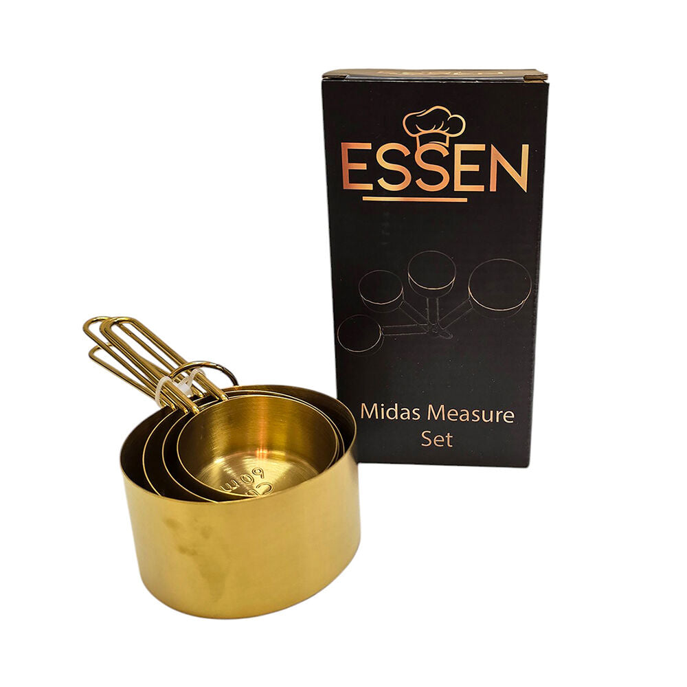 Essen Midas Gold Measuring Cups Finish Stainless Steel Kitchen Tools (4 Pieces)