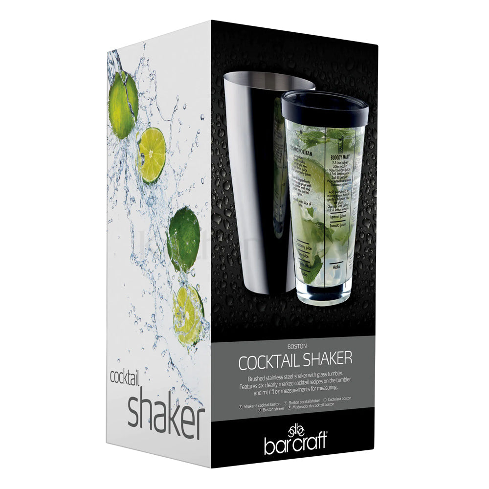 Barcraft 400ml Stainless Steel Cocktail Shaker with Measurement Glass Tumbler — image 2