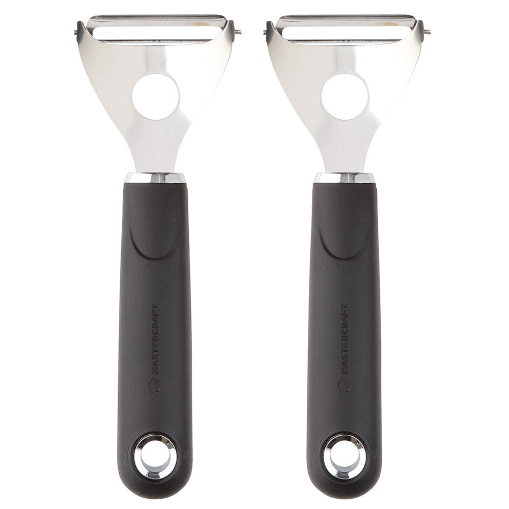 Mastercraft Soft Grip Stainless Steel Kitchen Y Peeler Fruits/Vegetables BLK (2 Pack)